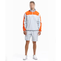 Precio al por mayor: Conjunto de 2 piezas con logo personalizado, sudadera con media cremallera y pantalón corto, corte ajustado, ropa deportiva informal de otoño para hombre