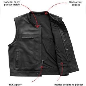 Durable Handmade <b>Leather</b> Biker Vest for Men Vintage Black Motorcycle Waistcoat with Premium Stitching Custom Size Options - Product Image 4