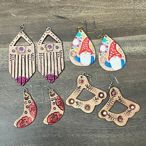 Fashion Jewelry Wholesale Hand Tooled Leather <b>Long</b> Drop <b>Earrings</b> Genuine Leather Cute Trendy <b>Earring</b> <b>for</b> <b>Women's</b> Western Jewelry - Product Image 5