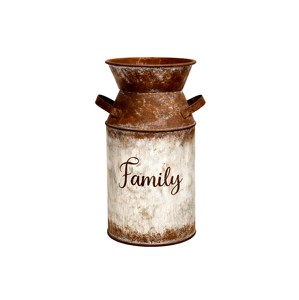 Vase en métal galvanisé Headway avec motifs, style antique rétro, pot de fleurs rustique vintage, porte-fleurs rustique, décoration ferme - Product Image 2