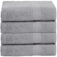 Absorbent Towels Set 100% Cotton Soft and Plush All Seasons Use Large Everyday Use Durable (4 Pcs Hand Towel Set Light Grey)