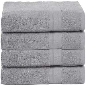 Ensemble de serviettes absorbantes 100% coton, douces et moelleuses, utilisables toute l'année, grandes, pour usage quotidien, durables (ensemble de 4 serviettes pour les mains, gris clair) - Product Image 1
