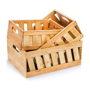 Eco-friendly Multifunction <b>Bamboo</b> Storage Bins Modern Design Multi-Purpose Rectangle Storage <b>Container</b> with Handle - Product Image 1