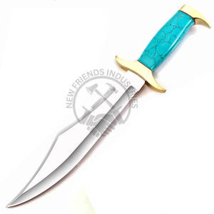Nouveau couteau à lame fixe personnalisable en acier J2, couteau Bowie de collection, couteau de chasse, couteau de survie avec manche en pierre verte et étui - Product Image 2