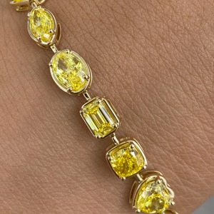 Élégant bracelet tennis ovale en diamant de laboratoire couleur E-F, or jaune 14K, 8,00 ct VVS2, certifié IGI, haute joaillerie, cadeau pour femme, anniversaire - Product Image 4