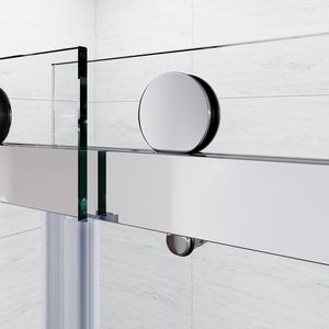 Porte de douche coulissante sans cadre en verre 56 60 pouces W X 76 In. Verre trempé transparent épais de 3/8 po (10 mm) en acier inoxydable robuste - Product Image 4