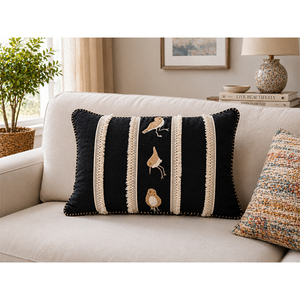 Premium 100% Cotton Embroidered Cushion <b>Cover</b> with Designer Detailing | Luxury Decorative <b>Throw</b> Pillow <b>Cover</b> for <b>Sofa</b> & Home Dec - Product Image 1