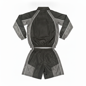 Ensemble de survêtement unisexe ADH noir et gris à manches longues avec fermeture éclair, short sportif léger en polyester, vêtements décontractés pour adultes au printemps - Product Image 4