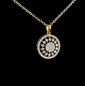 Collier pendentif rond de luxe en diamant de laboratoire cultivé en or, style solitaire élégant, bijoux fins - Product Image 4