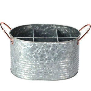 Organizador de cubiertos vintage moderno de metal galvanizado con asa para uso en el hogar, la cocina y restaurantes. - Product Image 6