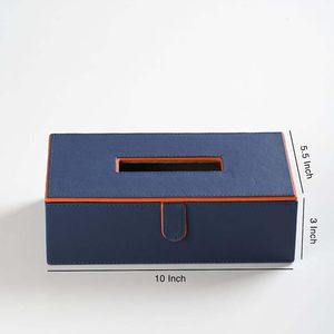 Boîte à mouchoirs en cuir bleu pour voiture, support de boîte à mouchoirs, porte-mouchoirs en papier pour voiture, compatible avec toutes les voitures, boîte à mouchoirs de bureau - Product Image 5