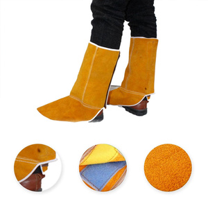 Heat and Abrasion Resistant Full Coverage Cowhide Split Leather Welding <b>Boot</b> <b>Covers</b> Protector Shoe <b>Covers</b> for Welders Clothing - Product Image 4