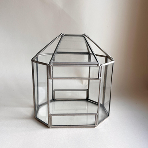 Terrarium mural moderne en métal et verre avec finition argentée brillante, forme sphérique, haute qualité, pour la décoration de table à la maison - Product Image 2
