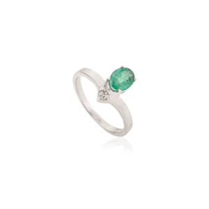 Best Selling 925 Sterling <b>Silver</b> Genuine Oval Shape Emerald <b>Solitaire</b> <b>Ring</b> With Diamond Accents Fine Women Jewelry Gift - Product Image 3