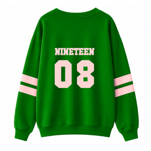 Custom Alpha Kapa Alpha Sorority Breathable Varsity <b>Sweatshirt</b> with Embroidered Logo on Front green pink full Sleeve for Female - Product Image 4