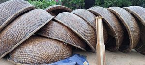 Bote de Cesta Redonda Vietnamita con Asiento y Remo, Bote de Cesta Pintado a Mano, Bote de Pesca de Bambú Impermeable y Duradero - Product Image 4