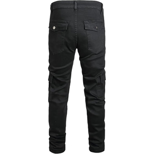Pantalones Cargo de Mezclilla para Hombre, Corte Slim Fit, Pierna Recta, con Detalle de Bolsillo, Estilo Hip Hop Urbano, Ligeros, Lavado Medio - Product Image 2