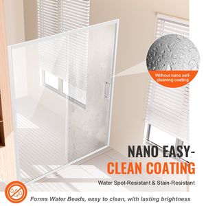Porta Doccia Scorrevole Semiframeless Invertita 57.7-59 L x 70 A in Vetro Temperato Trasparente da 1/4 di Pollice, Impermeabile, Spessore 6mm - Product Image 3