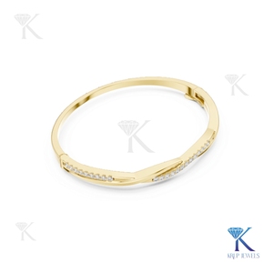 Modern Twisted Gold Diamond Bangle 14K 18K <b>Solid</b> Gold Fine Unisex Luxury Jewelry Pav Set Bridal Party Gift <b>Bracelet</b> - Product Image 5