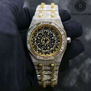 Montre de luxe Charm Jewells en acier inoxydable, cadran analogique polygonal de 40 mm, verre saphir lumineux, mouvement mécanique automatique pour homme - Product Image 2