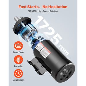 Motore Elettrico AC da 5 HP per Compressore d'Aria, Diametro Albero 1.125 Pollici, 20.7N.m, 1725 RPM, Rotazione CW/CCW, Lunghezza Albero 2.75 Pollici - Product Image 3