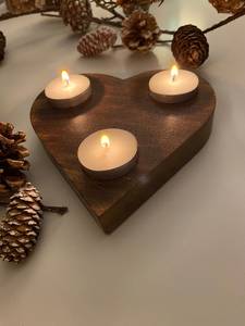 Wood Heart Shape <b>Tea</b> Light Holder For Valentine'S Day Home Decoration Heat Resistant Candle <b>Stand</b> - Product Image 3