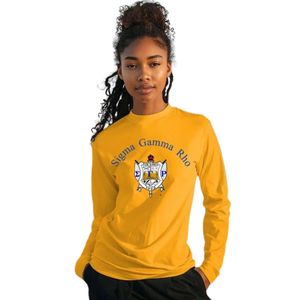 T-shirt personnalisé à manches longues pour femme, motif drapeau mondial, imprimé graphique lettres grecques, col rond, décontracté, style universitaire - Product Image 2
