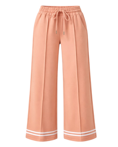 Peach Wide Leg Pants Women Casual High Waist <b>Drawstring</b> <b>Trousers</b> Loose Fit Straight Pants Comfortable Lounge Wear Fashion - Product Image 1