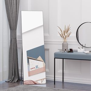 Specchio a Figura Intera Versatile con Cornice Nera in Alluminio, Opzioni Autoportanti o da Parete per Camera da Letto, Soggiorno, Casa, Stile Arcuato - Product Image 2