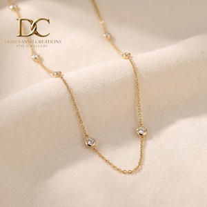 Collar de Oro Amarillo Sólido de 9K con Certificado IGI, Diseño Moderno con Diamante Cultivado en Laboratorio con Engaste de Bisel, Joyería Elegante para Mujer - Product Image 6
