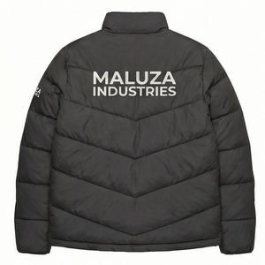 Veste matelassée en toile à capuche personnalisée OEM pour homme, chaude, isolée, imperméable, avec logo frontal, style streetwear, pour l'extérieur - Product Image 5