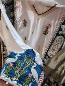 Embroidered Salwar Kameez Pakistani Indian Women Set V Neck Floral <b>Dress</b> with <b>Shawl</b> for Wedding Party Ethnic Kaftan Style - Product Image 5