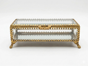 Vintage Elegance Brass and Glass Jewelry <b>Box</b> with Necklace Storage for Keeping <b>Treasures</b> Safe - Product Image 4