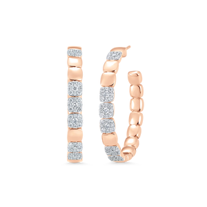 Pendientes de aro de oro blanco de 10K estilo clásico con diamantes cultivados en laboratorio de corte brillante redondo, certificados por IGI, para mujer. - Product Image 1