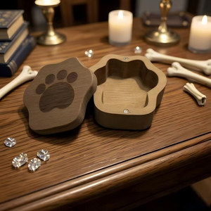Wooden Pet Urn Paw Shape <b>Memorial</b> Keepsake <b>Box</b> Magnetic Lid Durable Handmade For Dogs - Product Image 3