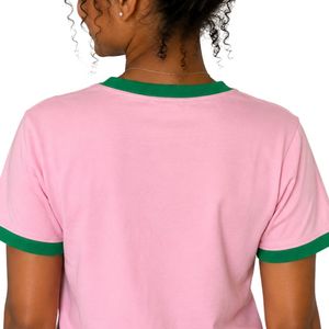 Camiseta de Chenilla Rosa y Verde con Estampado de Letras para Mujer, Manga Corta, Informal, Tela Suave, Top de Moda, Ropa Urbana para Damas - Product Image 6