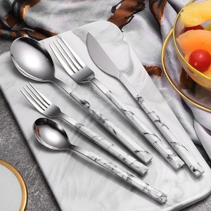 Luxury Dining Cutlery <b>Set</b> <b>Marble</b> Handle Stainless Steel Flatware Spoon Fork Knife <b>Set</b> Premium Kitchen Utensils Elegant Style - Product Image 1