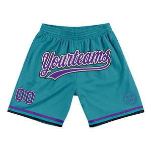 Yourteams Men's Basketball Shorts <b>Teal</b> Purple Custom Sublimation Print Breathable Mesh Elastic Waist Sporty Style - Product Image 1