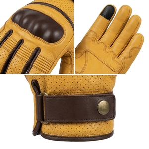 Custom Logo Genuine Leather Motorcycle <b>Gloves</b> Full Finger Perforated Touchscreen Padded <b>Knuckle</b> Unisex Riding Racing <b>Gloves</b> - Product Image 2