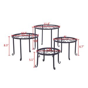Supporto per Piante in Metallo 4 in 1, Espositore Rotondo per Vasi da Esterno con Supporti in Ferro, Versatile Stand per Piante in Vaso - Product Image 4
