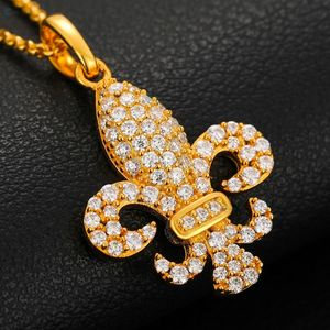 จี้รูปดอกเฟลอร์เดอลิสคุณภาพสูงแบบประดับเพชร | สร้อยคอประดับเพชรไมโครเพฟที่เพาะเลี้ยงในห้องปฏิบัติการ |   จี้ห้อยคอแฟชั่นฮิปฮอป - Product Image 2