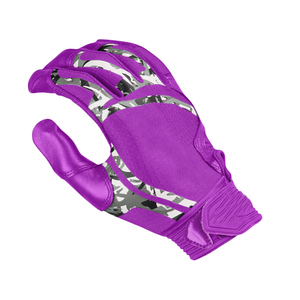 <b>Top</b> Quality Purple Batting Gloves With <b>Camo</b> Accents Hook And Loop Closure Durable Training Gear Unisex Adult Size - Product Image 3