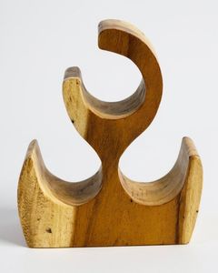 Porte-bouteilles en bois massif fait main, design floral contemporain, 6 bouteilles, support à bouchons autoportant pour cuisine, salle à manger, bar - Product Image 3