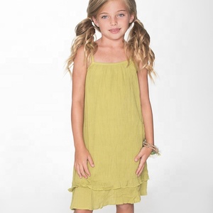 Super Comfiest Boho Sleeveless Lime Green Frill Midi Dress Crafted In Soft & Super Comfortable Fabric For Your <b>Cute</b> Little <b>Doll</b> - Product Image 1