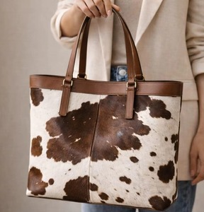 Bolso Tote de Cuero Genuino con Pelo, Bolso de Hombro Vintage, Gran Capacidad, Ligero - Product Image 4