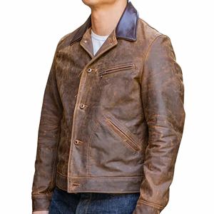 Premium Genuine <b>Leather</b> Winter Casual <b>Jackets</b> for <b>Men</b> Classic Biker Style Motorcycle Western Coat At Factory Price - Product Image 3