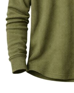 Camiseta Térmica de Manga Larga para Hombre, Estilo Henley, Color Verde Oliva, Cuello con Botones, Prenda Casual de Invierno, Algodón, Corte Ajustado, Tejido Transpirable - Product Image 5