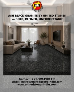 Dalle de granit poli noir cendré moderne pour application en comptoir, pierre naturelle durable, grande dalle - Product Image 2