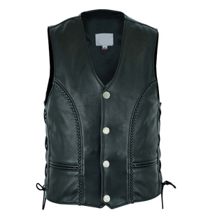 Mens Leather Biker Vest Classic Sleeveless Motorcycle Style Casual Fashion Outerwear Custom Logo Size Wholesale - Product Image 1
