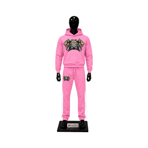 Conjunto Deportivo Personalizado con Sudadera con Capucha y Pantalones Jogger con Estampado Gráfico Rosa para Hombre, Ropa Deportiva Casual al por Mayor - Product Image 1
